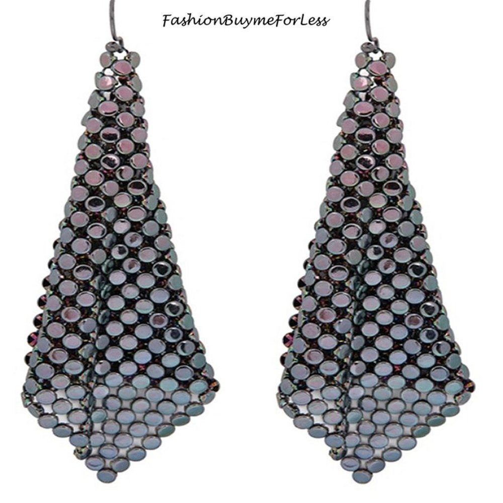 RETRO Peacock Chainmail Sheets Dangling Earrings